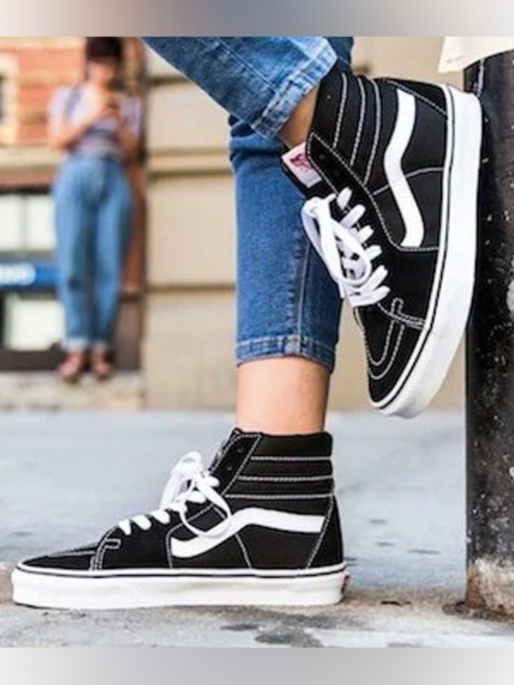 Vans Sk8-Hi Black White High Top Sneakers Men 7.5 Women 9 Skate Shoes